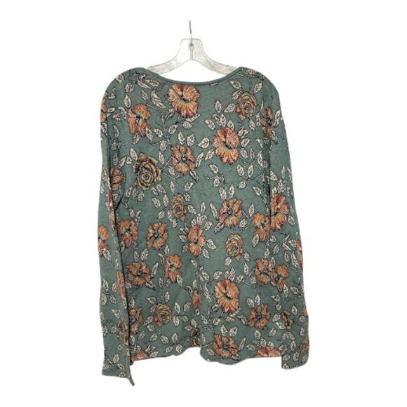 Peruvian Connection Large Pima Cotton Button Down Floral Knit Cardigan Sweater - Picture 4 of 6